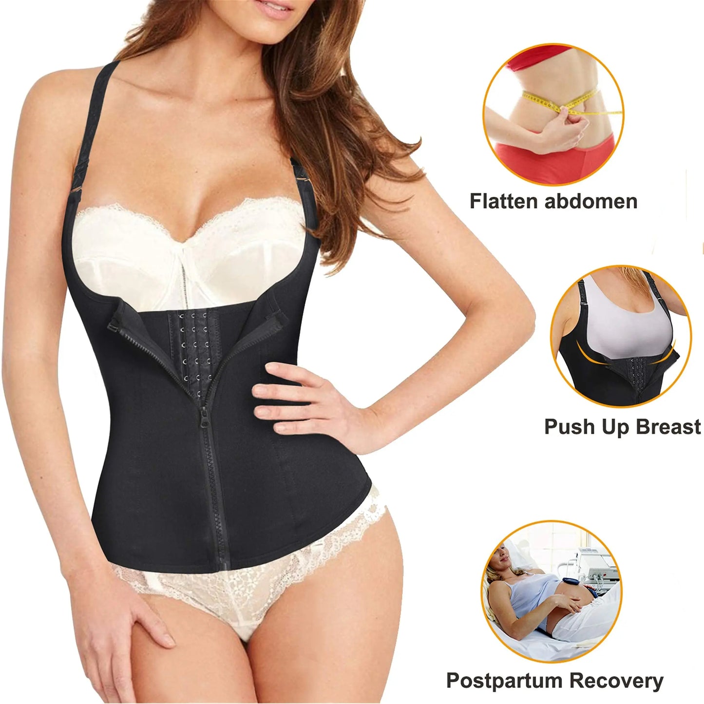 Corsets for Women Waist Trainer Zipper Vest Sports Girdle Tummy Control Body Shaper Cincher Workout Tank Top Loss Weigth Slim