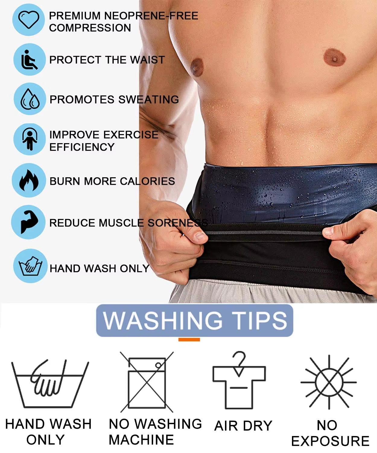 Men Waist Trainer Sauna Vest Sweat Body Shaper Slimming Polymer Weight Loss Zipper Tank Top Premium Workout Waist Cincher Belt